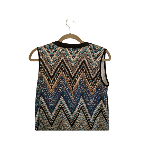 Exclusive One Chevron Zigzag Sleeveless Top Size Small Blue Black White - Picture 11 of 13
